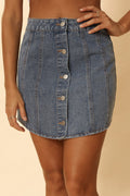 Rounded Hem Denim Skirt