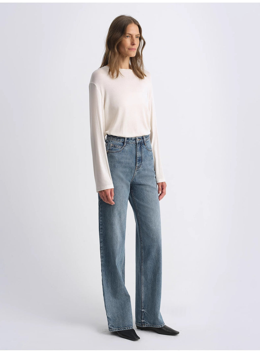 Women's Retro Straight Slim Jeans -  Denim