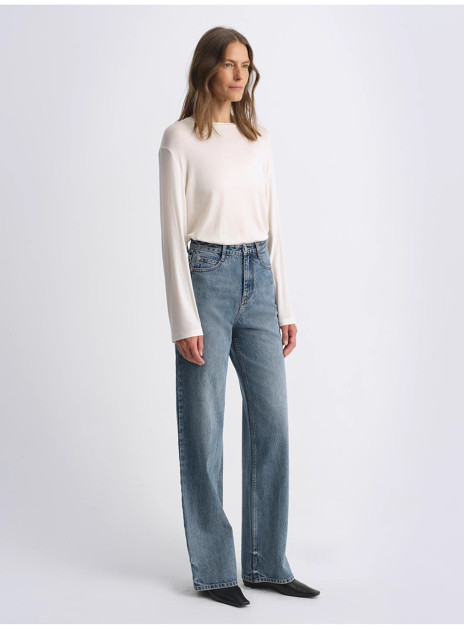 Women's Retro Straight Slim Jeans -  Denim