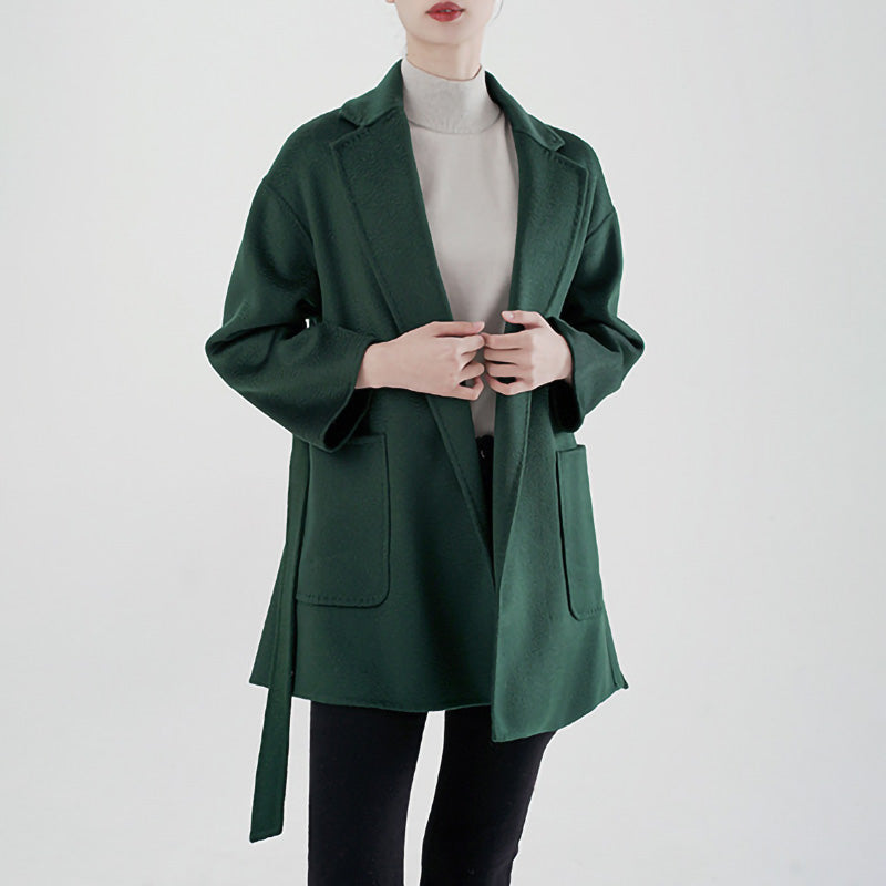 Women's Mid-Length Tailed Coat - 100% Cashmere Wool