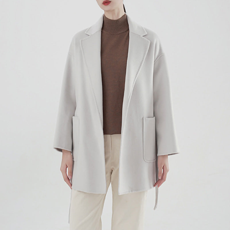 Women's Mid-Length Tailed Coat - 100% Cashmere Wool