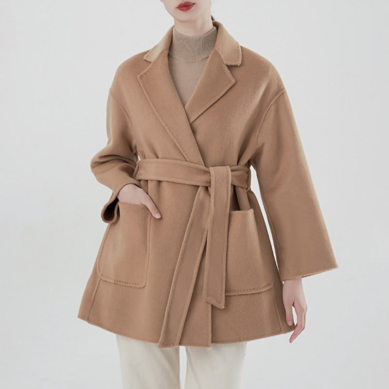 Women's Mid-Length Tailed Coat - 100% Cashmere Wool