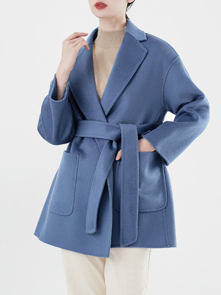 Women's Mid-Length Tailed Coat - 100% Cashmere Wool