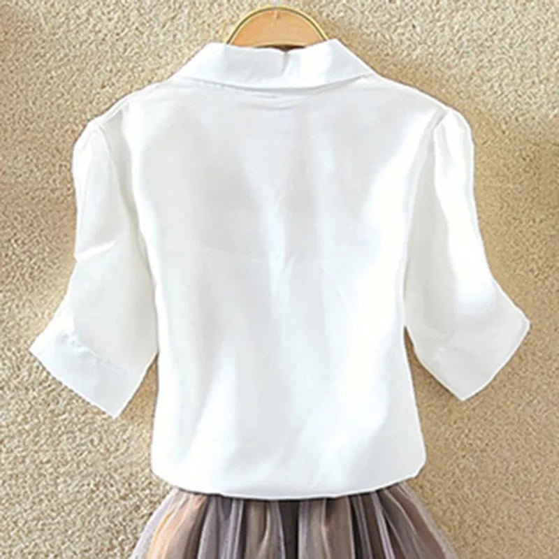 White Summer Blouses - Cotton - Women's