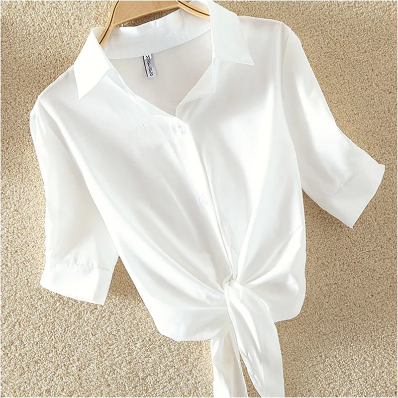 White Summer Blouses - Cotton - Women's