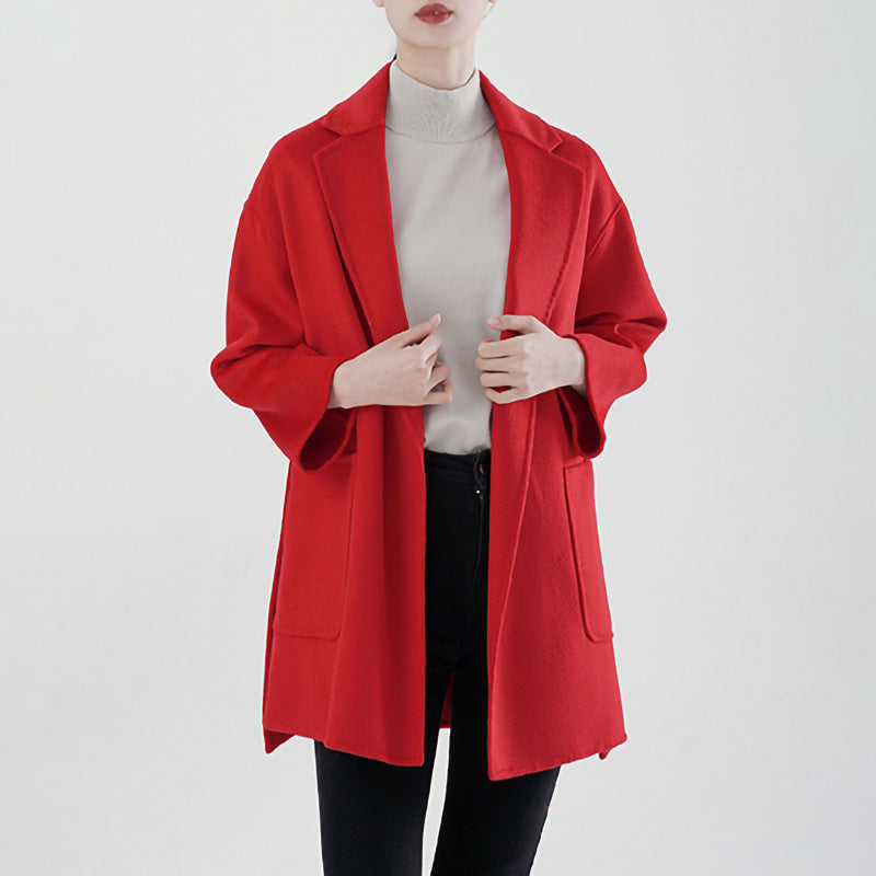 Women's Mid-Length Tailed Coat - 100% Cashmere Wool