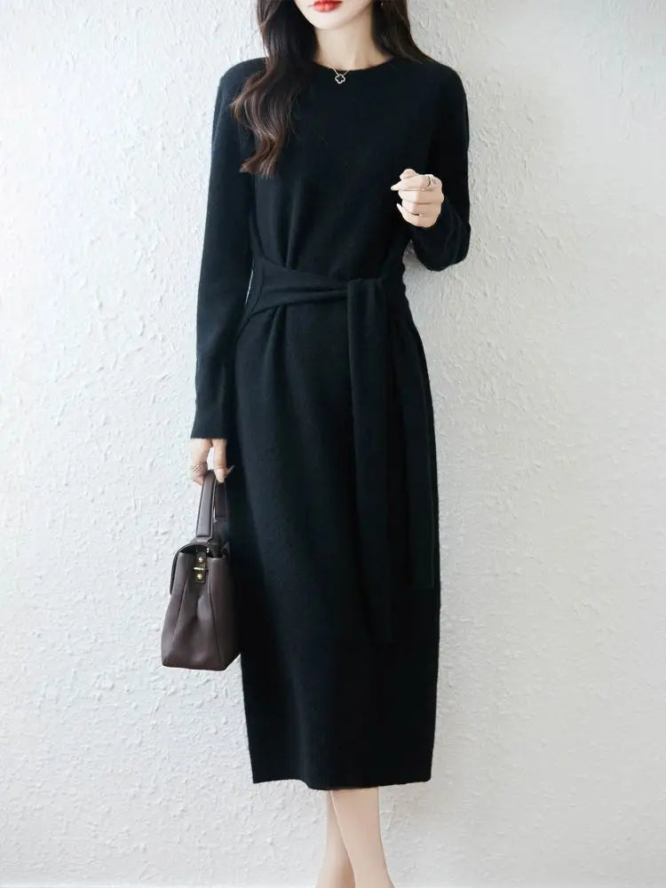 Women Wool Sweater Dress - 100% Merino Wool