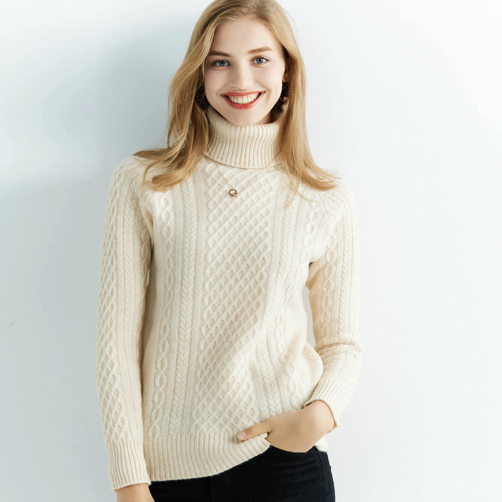 Women's Cashmere Sweater - Turtleneck - 100% Wool