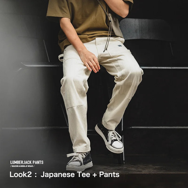Men's White Jeans - Baggy Workwear - Modified Lumberjack Pants