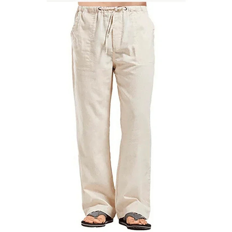 Men's Linen Pants - Breathable Linen Trousers with Drawstring