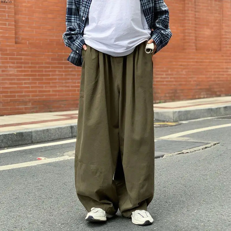 Baggy Pants Men Wide Leg Oversize Japanese Y2k - Cotton