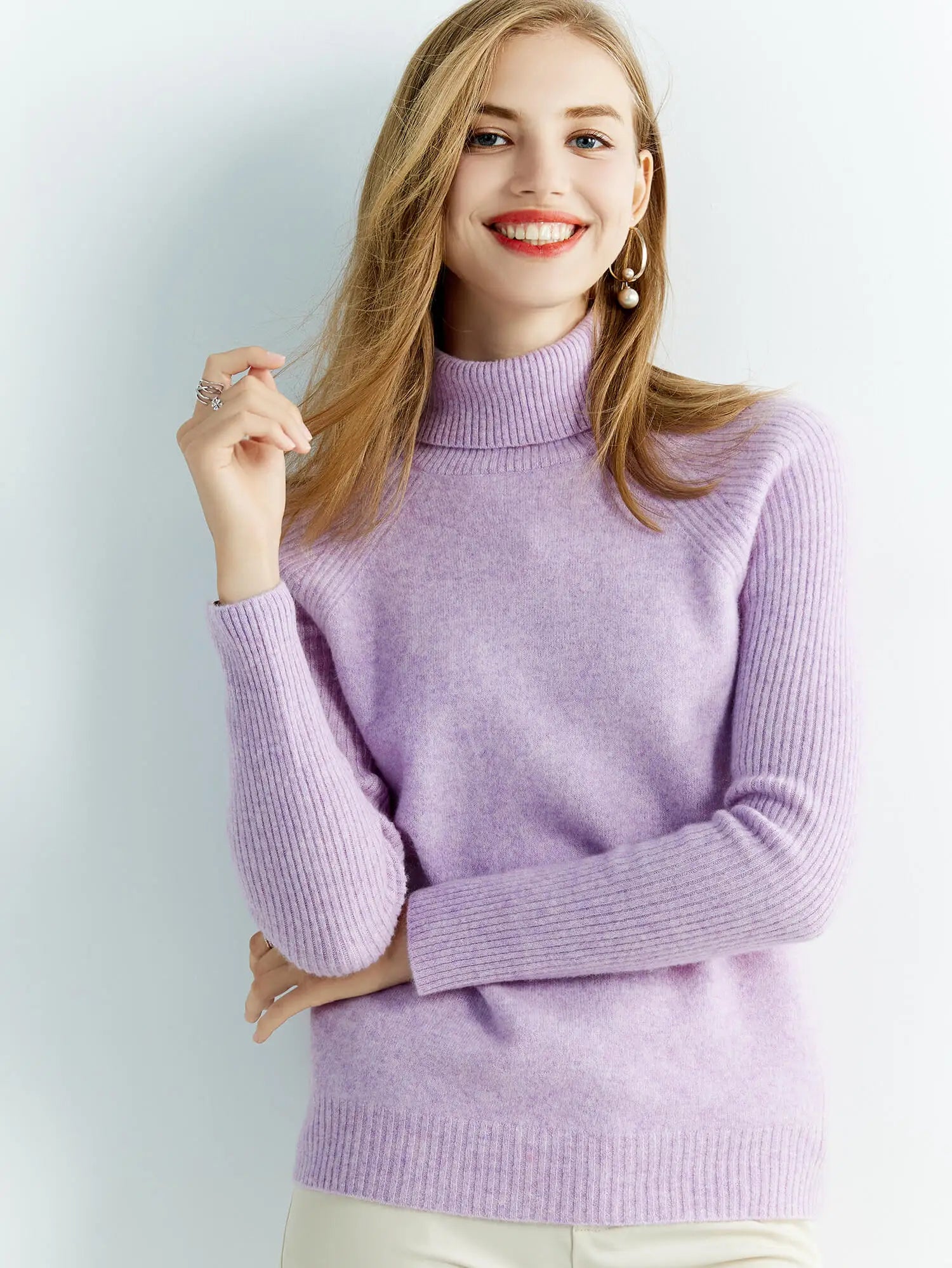 Women's Cashmere Sweater - Turtleneck - 100% Merino Wool