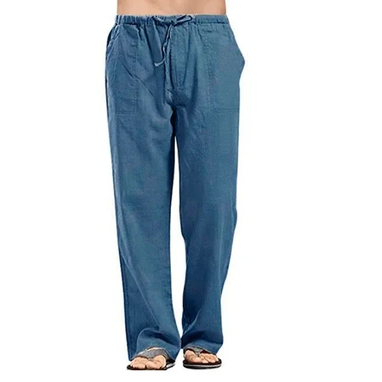 Men's Linen Pants - Breathable Linen Trousers with Drawstring