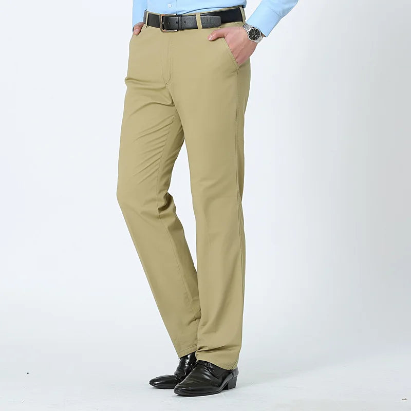 Men's Trousers - Cotton High Waist Straight Men