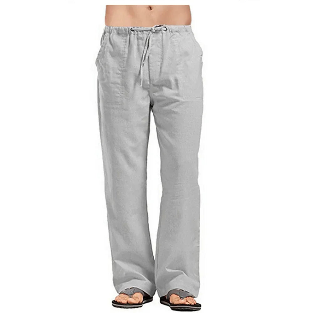 Men's Linen Pants - Breathable Linen Trousers with Drawstring