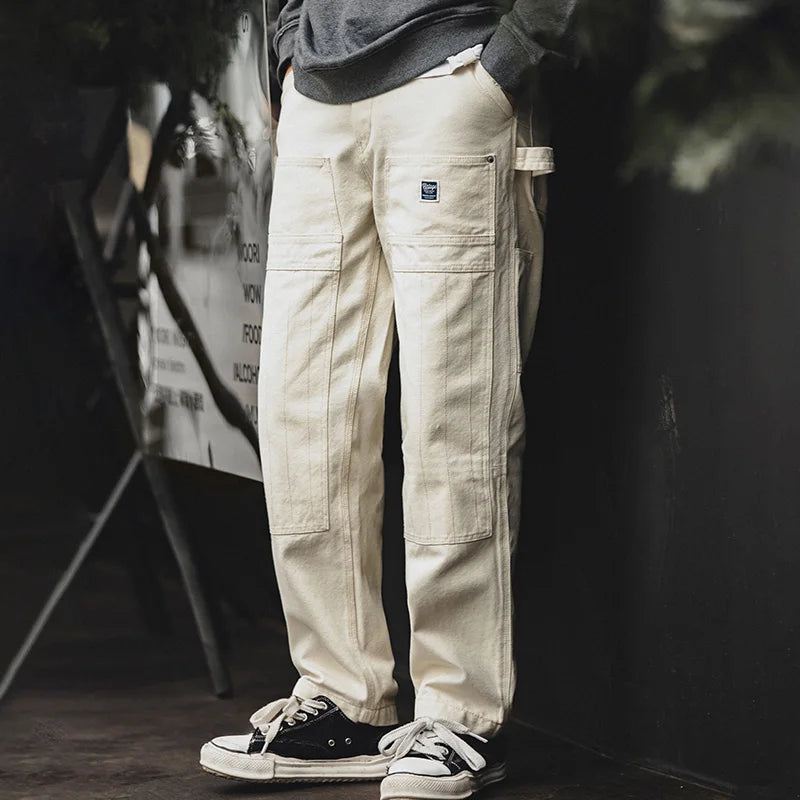 Men's White Jeans - Baggy Workwear - Modified Lumberjack Pants