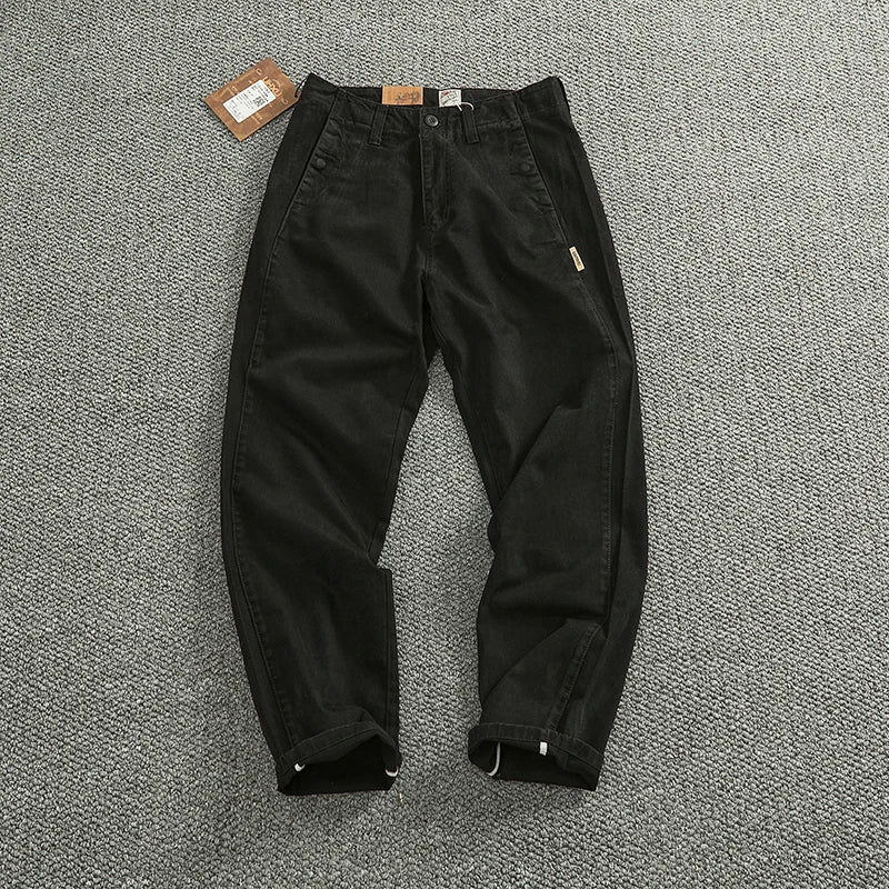 Men's Retro Twill Pants - Multi-Pocketed - 100% Cotton