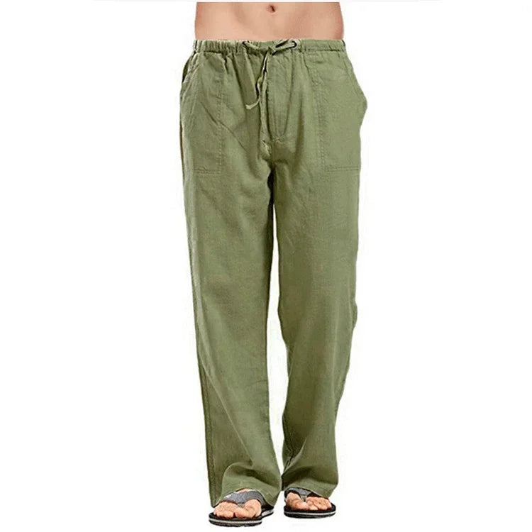 Men's Linen Pants - Breathable Linen Trousers with Drawstring