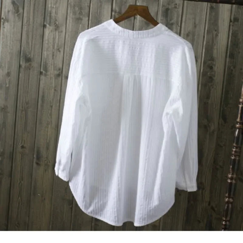 Women's Elegant Blouse - Double Pocket - 100% Cotton