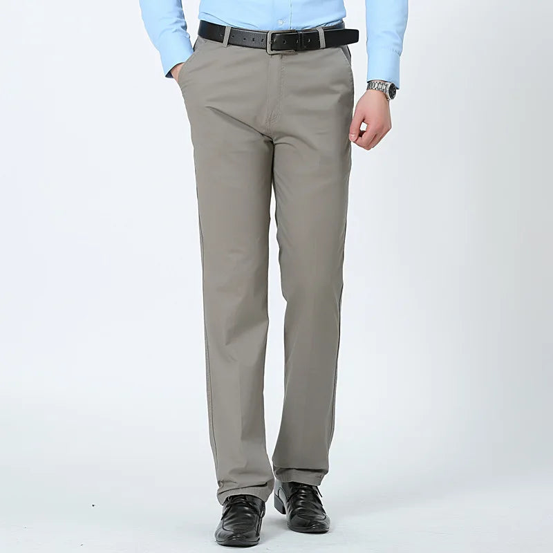 Men's Trousers - Cotton High Waist Straight Men