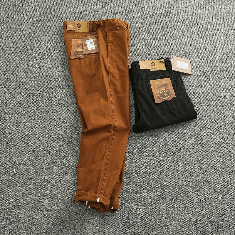 Men's Retro Twill Pants - Multi-Pocketed - 100% Cotton