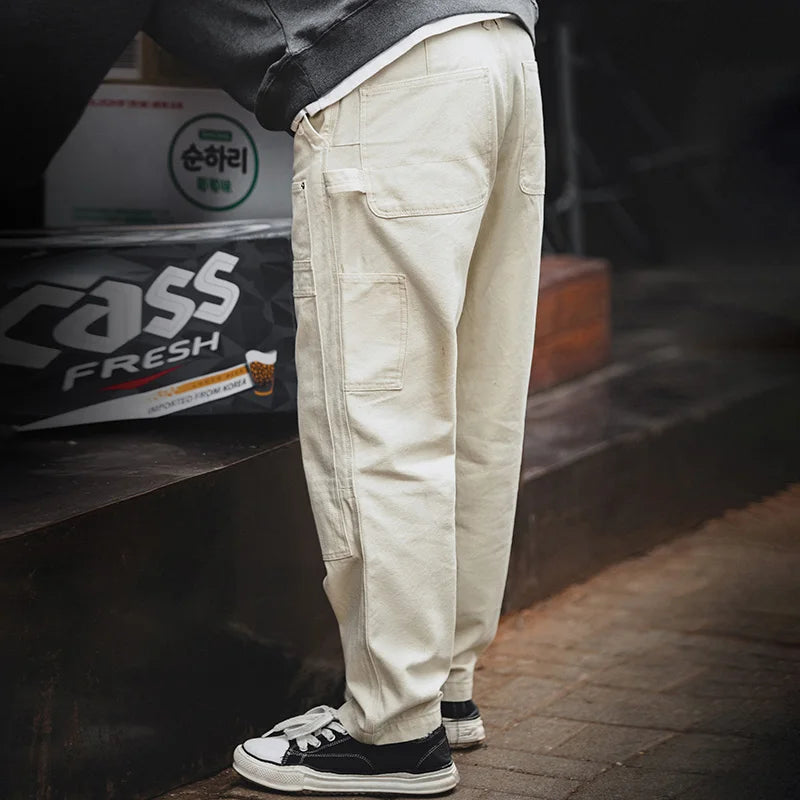 Men's White Jeans - Baggy Workwear - Modified Lumberjack Pants