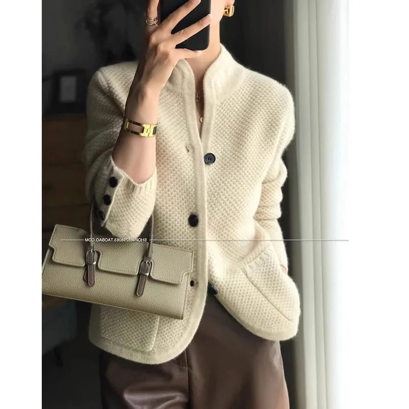 Women's Cashmere Wool Sweater Jacket - 100% Wool