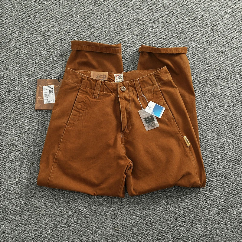 Men's Retro Twill Pants - Multi-Pocketed - 100% Cotton