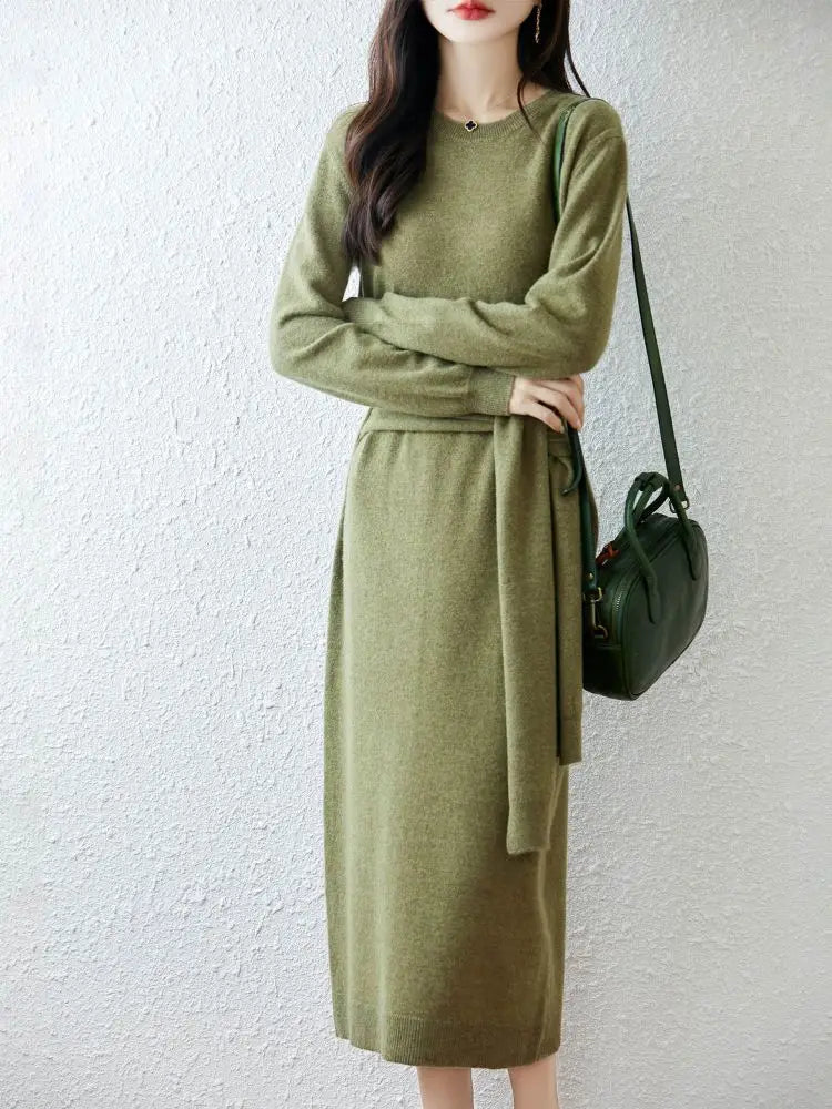 Women Wool Sweater Dress - 100% Merino Wool