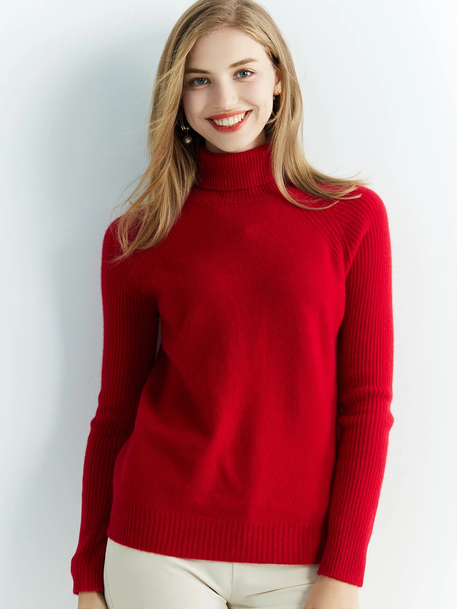 Women's Cashmere Sweater - Turtleneck - 100% Merino Wool