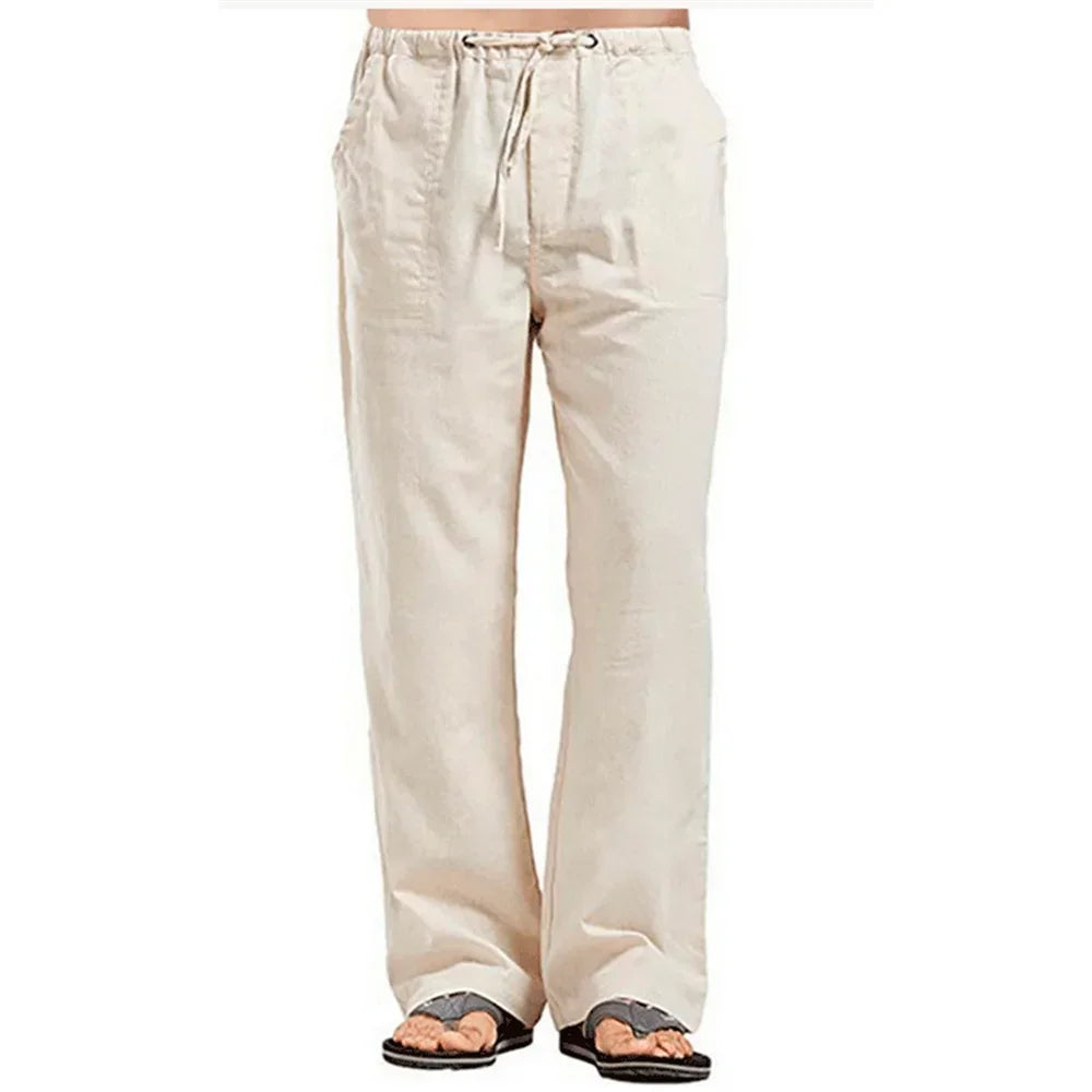 Men's Linen Pants - Breathable Linen Trousers with Drawstring