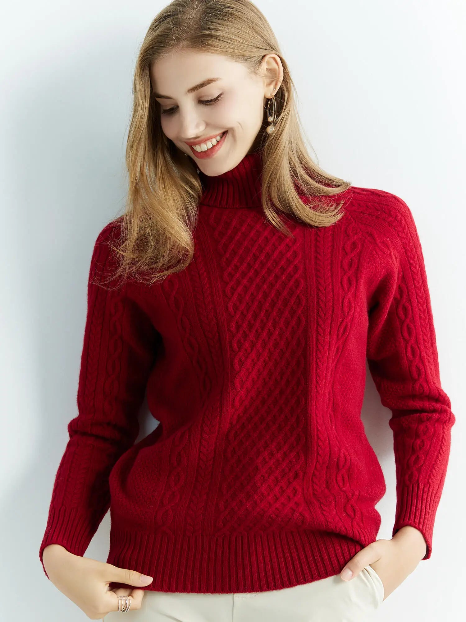 Women's Cashmere Sweater - Turtleneck - 100% Wool
