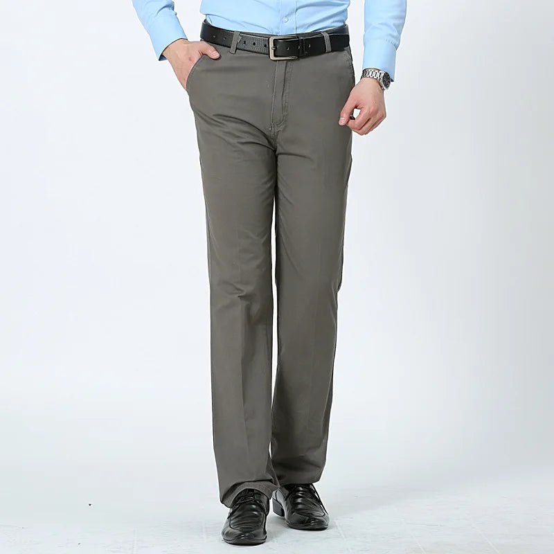 Men's Trousers - Cotton High Waist Straight Men