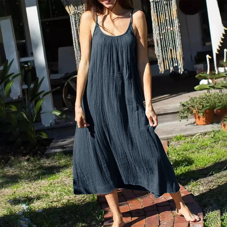 Women's Long Dress - Loose Fit - 100% Cotton