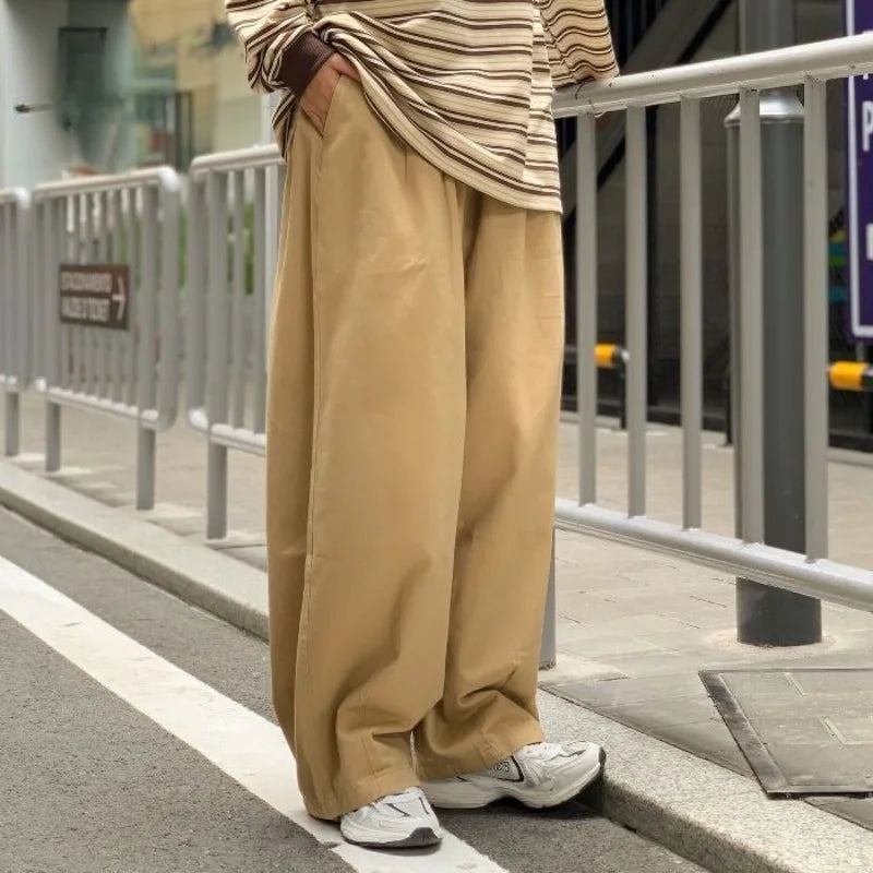 Baggy Pants Men Wide Leg Oversize Japanese Y2k - Cotton