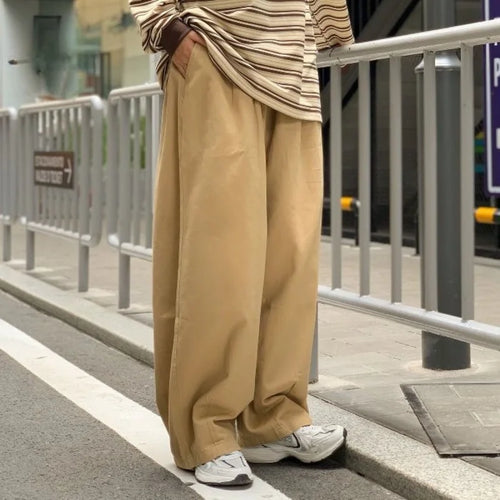 Baggy Pants Men Wide Leg Oversize Japanese Y2k - Cotton