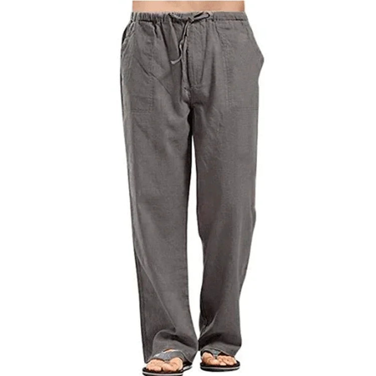 Men's Linen Pants - Breathable Linen Trousers with Drawstring