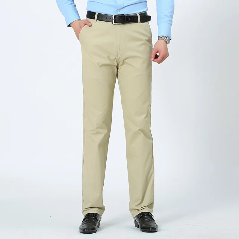 Men's Trousers - Cotton High Waist Straight Men