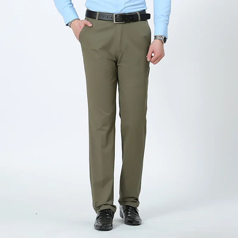 Men's Trousers - Cotton High Waist Straight Men