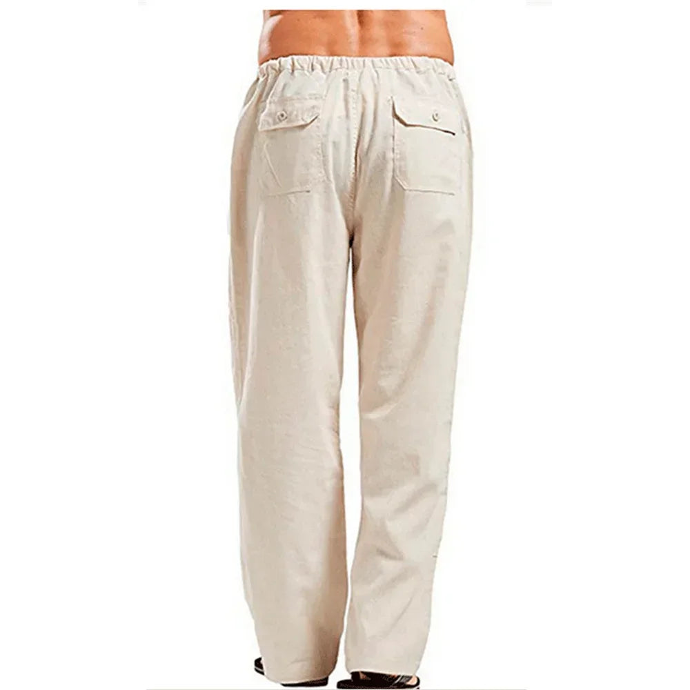 Men's Linen Pants - Breathable Linen Trousers with Drawstring