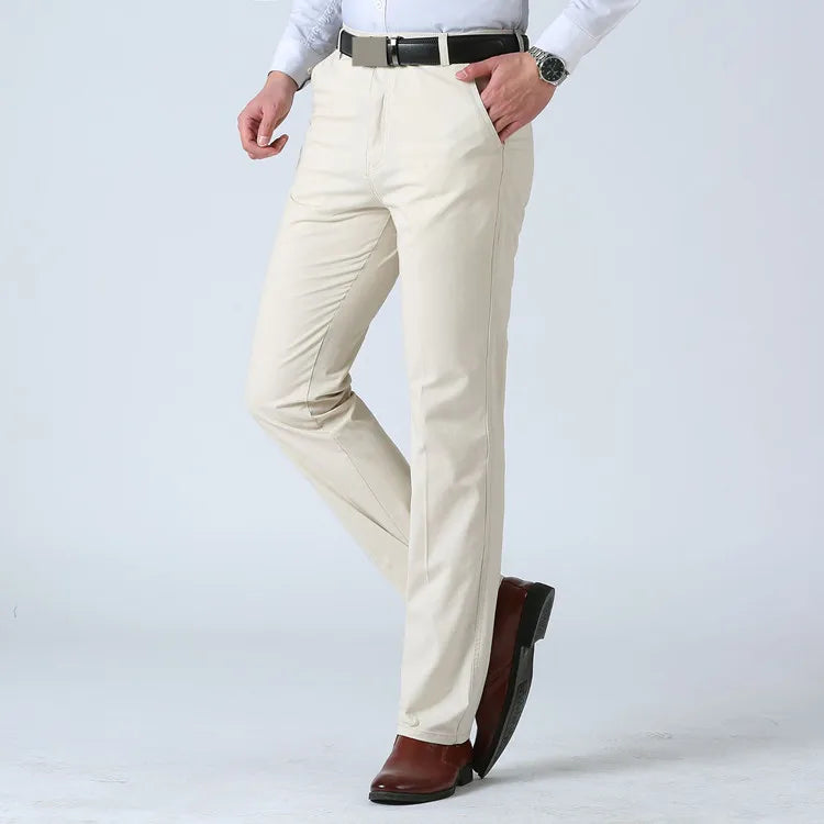 Men's Trousers - Cotton High Waist Straight Men