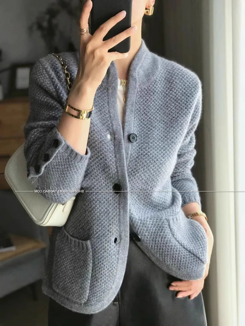 Women's Cashmere Wool Sweater Jacket - 100% Wool