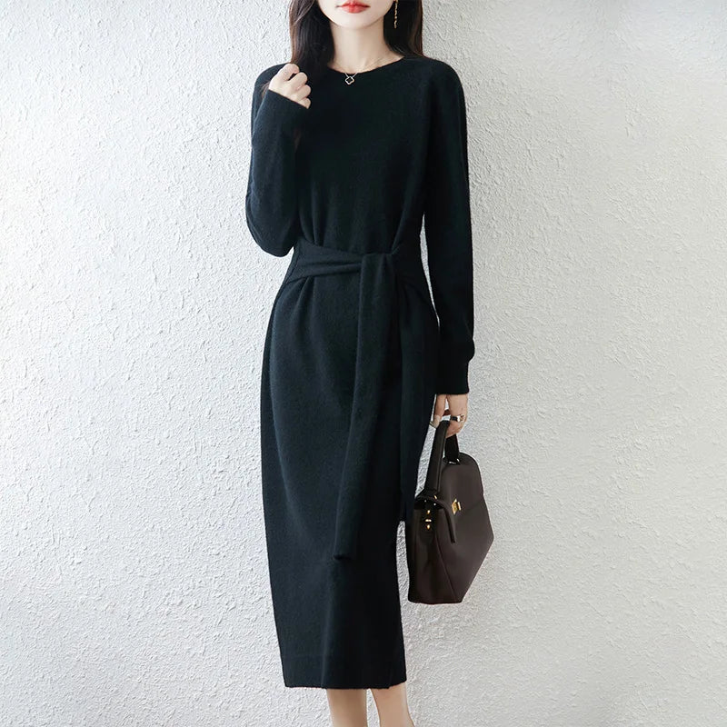 Women Wool Sweater Dress - 100% Merino Wool