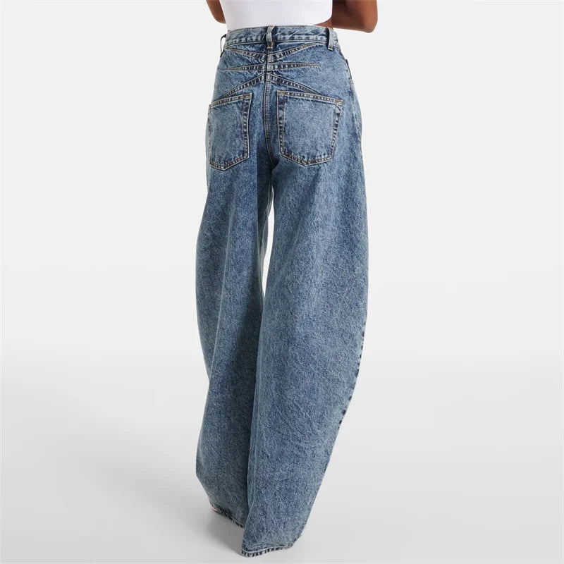 Women's Denim Jeans - High Waisted - Wide Leg