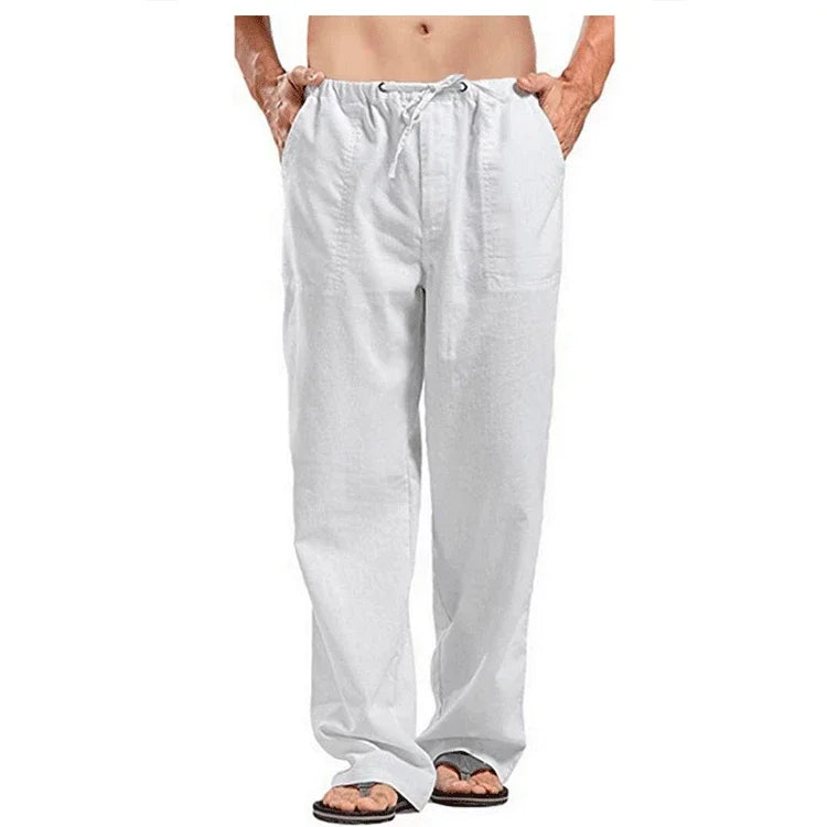 Men's Linen Pants - Breathable Linen Trousers with Drawstring