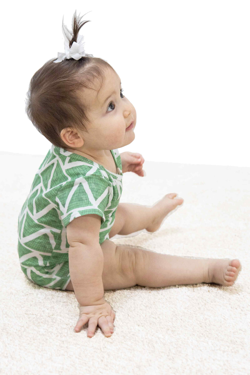 Organic Cotton Onesie - Green Print Pattern