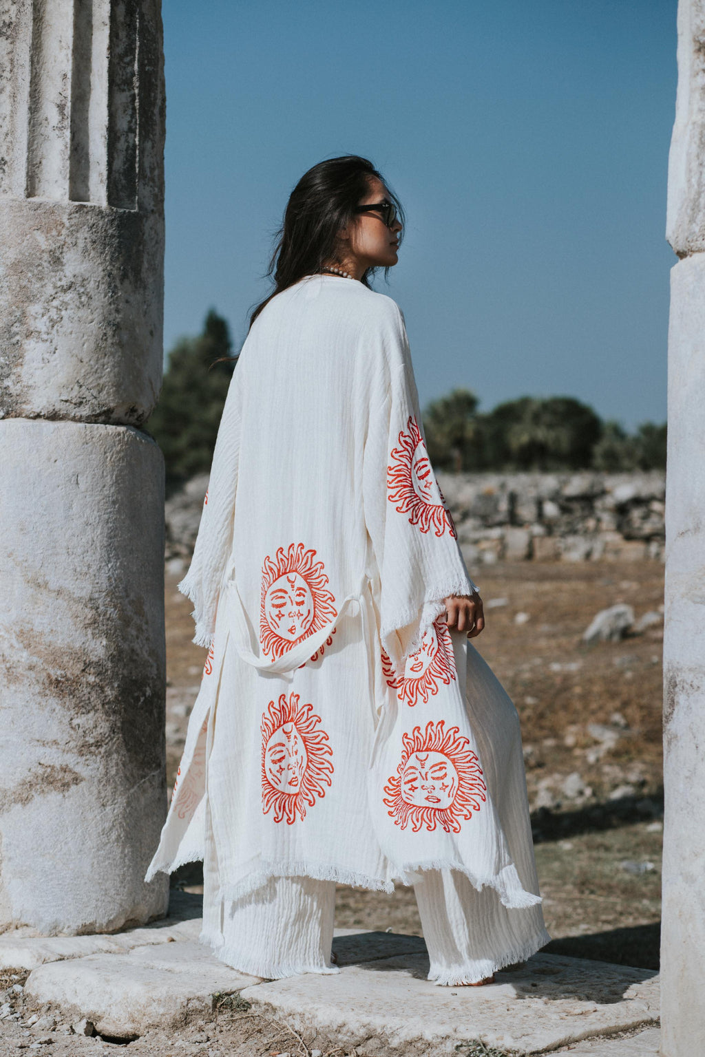 Soft Robe - Wood Blocks Printed Pattern - Organic Cotton