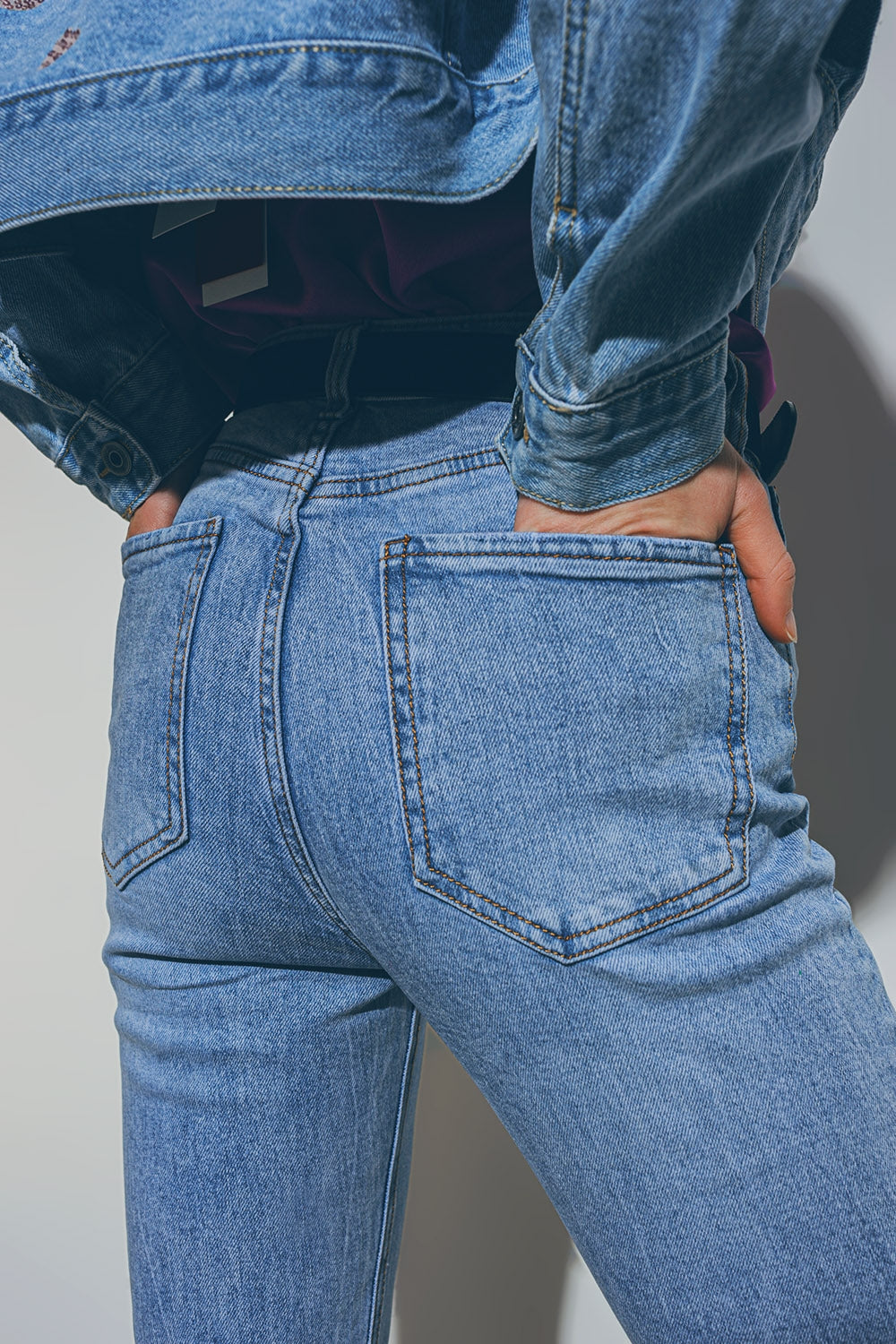 Heart Embellished Jeans With Teared Hem