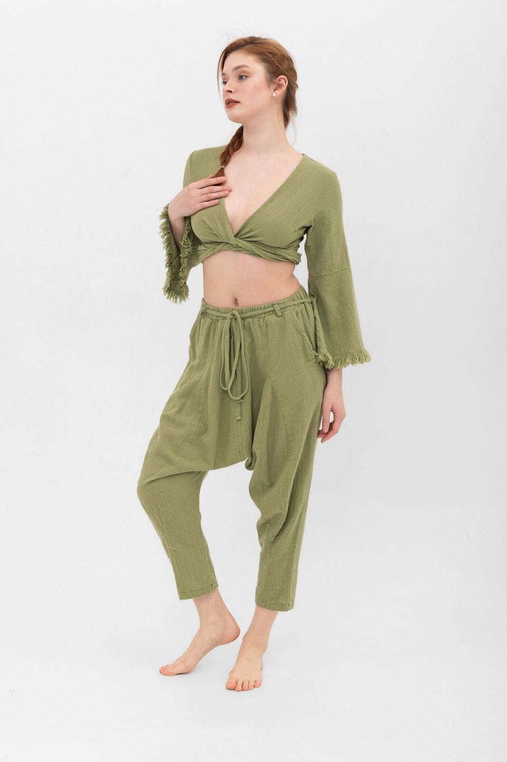Boho Wrap Crop Top - 100% Cotton