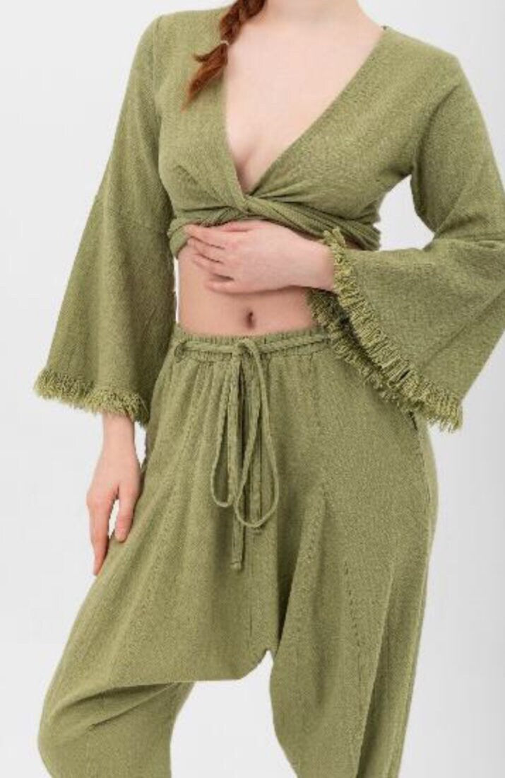 Boho Wrap Crop Top - 100% Cotton